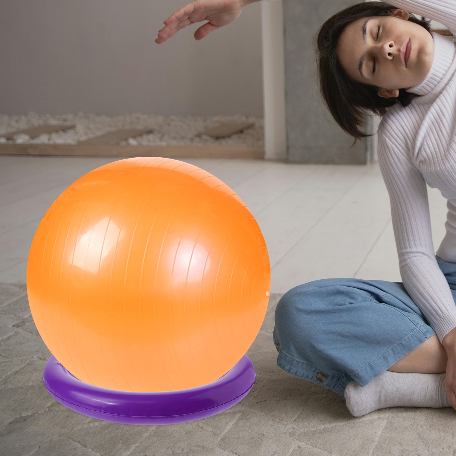 Base Gonflable Pour Ballon De Yoga – Avec Anneau De Stabilisation, En PVC Violet, Portable, Pour Salle De Sport Ou Maison