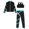 thumbnail image 3 of Alvivi Kids Girls Ice Skating Outfit Gymnastics Sport Jacket Tank Tops and Tights Pants 3 Pcs Sweatsuit Blue Green 6, 3 of 5