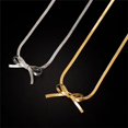 thumbnail image 5 of 2Pcs Bow Choker Necklaces for Women Dainty Bow Knot Earrings for Women Stainless Steel Hypoallergenic, 5 of 5