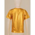 thumbnail image 4 of Linjinx Girls Shiny Metallic Dance Tops Sparkly Hip Hop Shirts Jazz Modern Dance T Shirt Stage Gold 180, 4 of 7