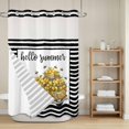 thumbnail image 6 of No Hook Shower Curtain with Snap in Liner, Farmhouse Truck Lemon Bee Waterproof Fabric Bathroom Curtain Mesh Top Window, Summer Yellow Fruit Black White Line Shower Curtains 60x72in, 6 of 9