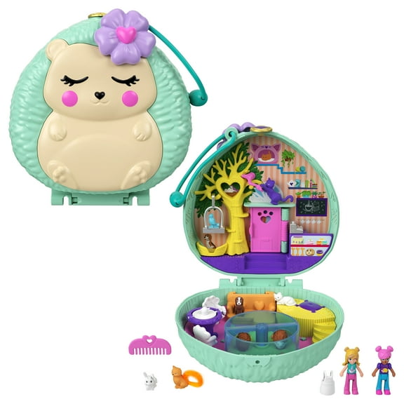 Polly Pocket Hedgehog Cafe Compact, 2 Micro Dolls, 2 Animal Figures