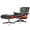Dark Rosewood Black-1, variant on Cottinch Top Black Grain Leather, Mid Century Chaise Lounge Chair with Ottoman, Modern Leather Armchair Swivel Accent Chair and Metal Base for Living Room Office, Rosewood Pattern, Black
