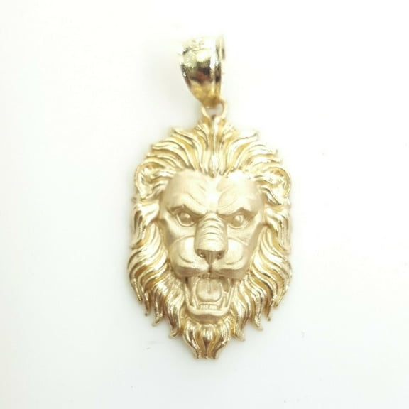 14k yellow solid Gold lion Leo head face Pendant charm fine gift jewelry 2.8g