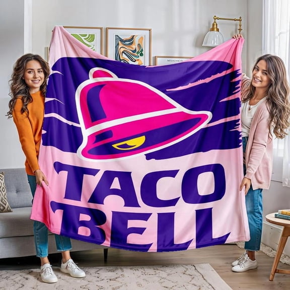 Taco Bell Themed Blanket, 1 Count Trendy Soft Throw Blanket, Air-conditioned Room Blanket, Warm Nap Blanket for Home Office Travel