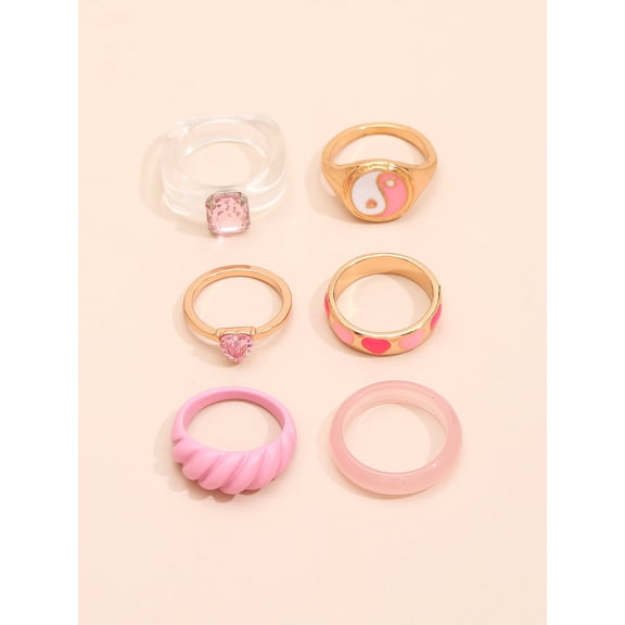 Womens Fashion Rings Set Irregular Zinc Alloy Electroplated Ring Set Wild Ring for Women Electroplated Ring Set Simple
