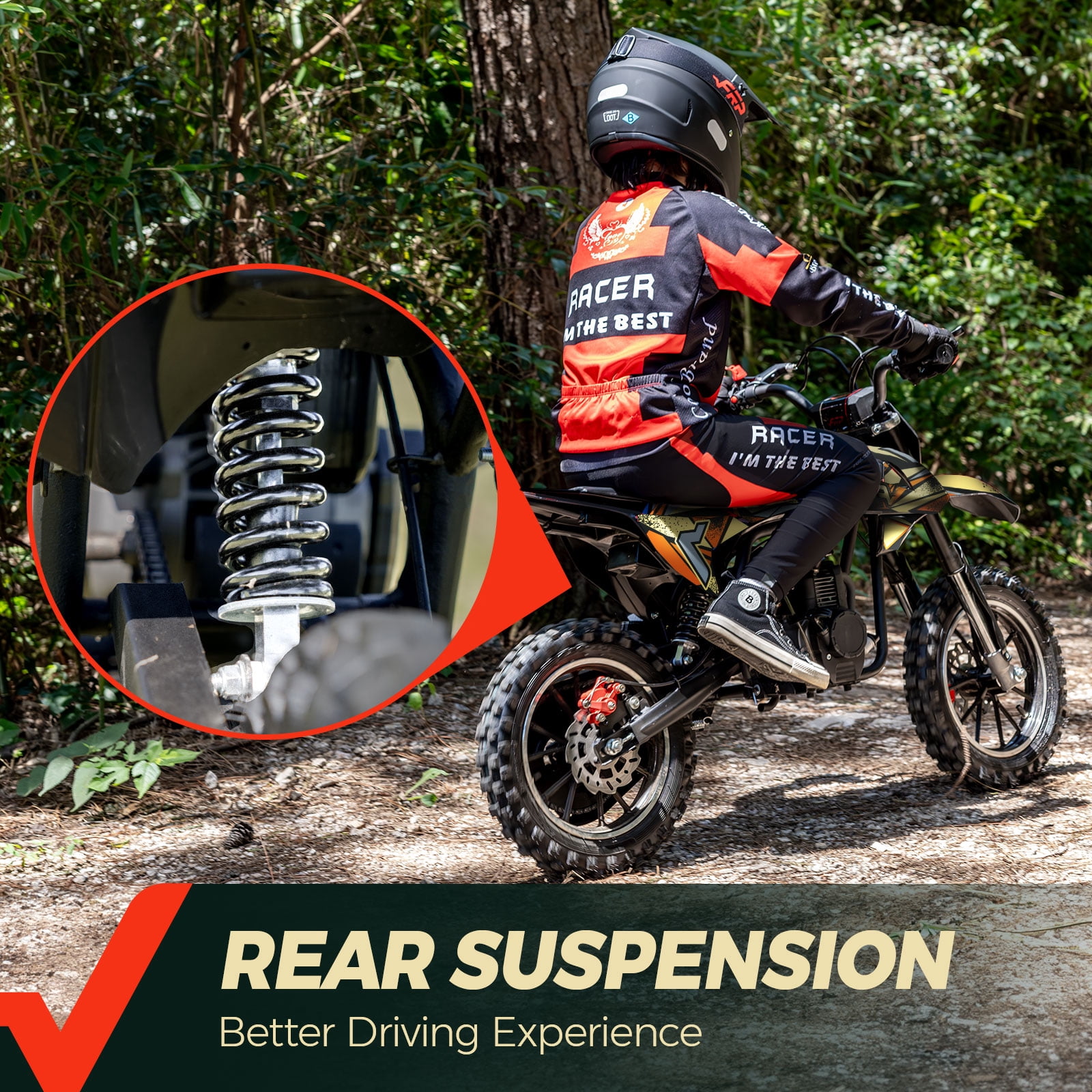 FRP OGM40 Kids Dirt Bike, 40CC 4-Stroke Dirt Bike for Kids, Gas Powered Off-Road Mini Bike with Front & Rear Disc Brake, Up to 20 Mph, Weight Support Up to 132 LBSï¼Yellowï¼