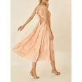 thumbnail image 6 of Women's Summer Midi Cami Dress Solid Color Spaghetti Strap Backless Tie-Up Party Beach A-line Dress, 6 of 9