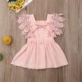 thumbnail image 3 of Franhais Baby Girl Summer Sleeveless Dress Flare Sleeve Lace Patchwork V Back Tutu Sundress Solid Color Square Collar Princess Clothes, 3 of 8