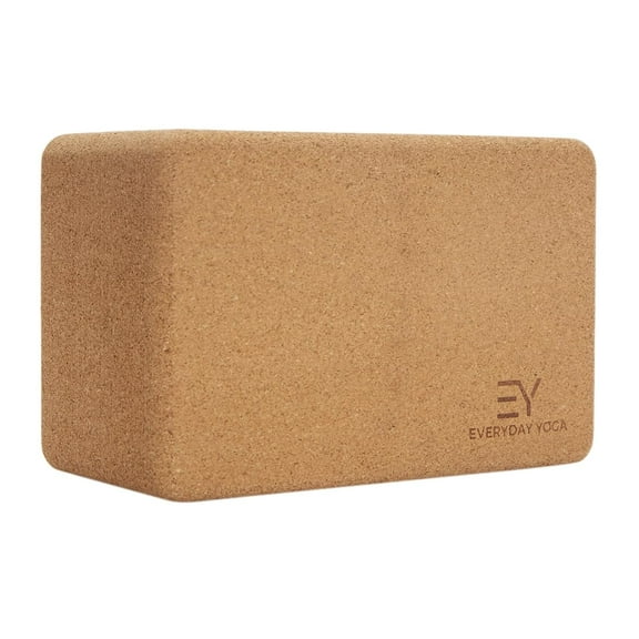 Everyday Yoga 5-Inch Cork Block, Beveled Edges, Lightweight, Smooth Finish for Support & Stability