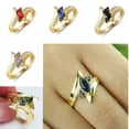 thumbnail image 2 of K-KED Marquise Cubic Zircon Engagement Rings Gold Plated Women Delicate Jewelry Party Size 6-10-8-Olive Green, 2 of 8