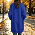 thumbnail image 5 of WIZUTIZ Women's Solid Color Button Front Jacket Mid-Length Long Sleeve Pockets Loose Fit Casual Winter Warm Coat Outerwear, 5 of 7