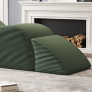 Yoga Curve Chair, Corduroy Yoga Chaise Lounge Chair for Adults, With Lumbar Pillow, Side Pocket, Ottoman, Modern Yoga Couch for Stretching and Relaxation, Green
