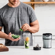 Ninja Nutri-Blender Plus Compact Personal Blender, 900-Peak-Watt Motor, Frozen Drinks, Smoothies, Sauces & More, (3) 20 oz. To-Go Cups, (2) Spout Lids & (1) Storage Lid, Dishwasher Safe, BN301 Silver