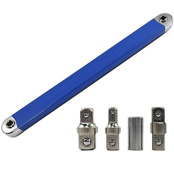 Professional Offset Extension Wrench, 1 Set Ratchet Extension Wrench with 1/2", 1/4", and 3/8" Square Drive Sockets, Multi-purpose Mechanical Tool for Tight Spaces
