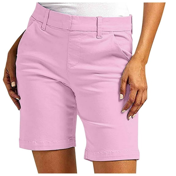 ANINEO Women Summer Solid Color Comfortable Straight Shorts With Pockets Casual Shorts Leisure Daily Female Bottoms