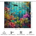 thumbnail image 2 of 4Pcs Abstract Ocean Shower Curtain Sets, Bath Mat and Rugs, Fantasy Coral Sea Turtle Jellyfish Shower Curtain with Hooks for Bathroom, 2 of 8