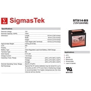Yuasa GYZ16H SLA Battery Replacement STX14-BS 12V 12AH 200 CCA Spillproof Maintenance Free