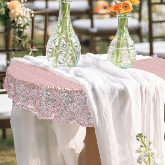 HINTRMENT Delicate Rose Plated Gold Table Cloth with Glitter Fabric for Party Supply and Household