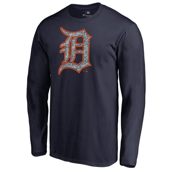 Men's Navy Detroit Tigers Static Logo Long Sleeve T-Shirt
