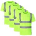 thumbnail image 2 of LODIENY High Visibility Shirts for Men Class 3 Hi Vis Reflective Safety Construction Shirts for Men Women, Short Sleeve Work Shirts with Black Bottom, Durable, Breathable Pack of 4-Yellow L, 2 of 9