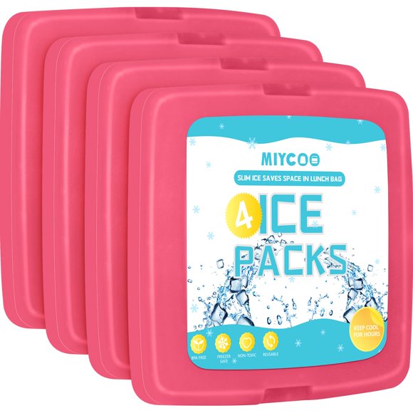 Paquetes de hielo MIYCOO Slim, reutilizables, 13 x 2 x 13 cm, 0,75 kg, paquete de 4