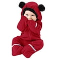 thumbnail image 2 of Baby Fluffy Hooded Jumpsuit Romper Cute Baby Clothes Winter Baby Girl Clothes for Little Girl 3-6 Months, 2 of 7