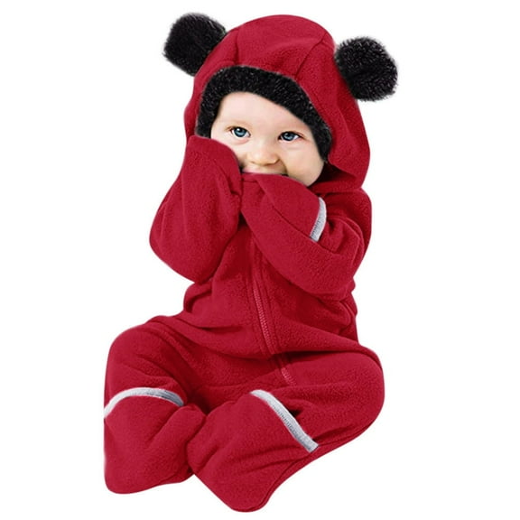 Kiijoy Girls Romper Baby Pajama Sleeper Bear Ear Hooded Jumpsuit Onesies