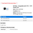thumbnail image 2 of Oil Filter - Compatible with 1973 - 1979 Honda Civic 1974 1975 1976 1977 1978, 2 of 2