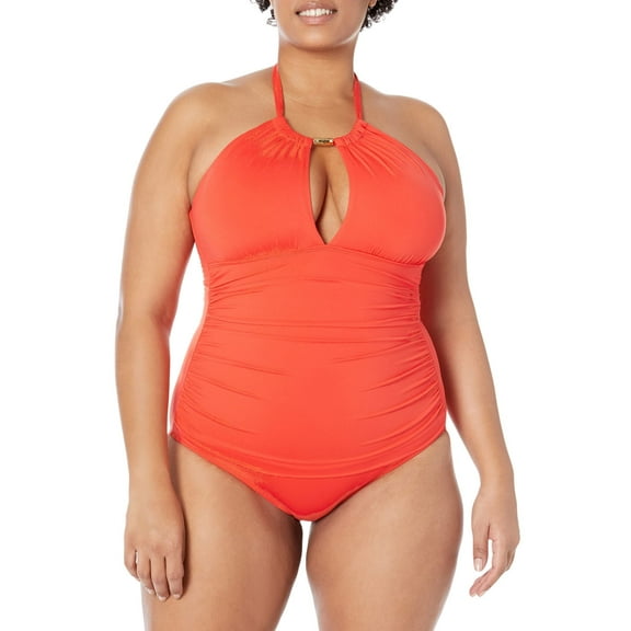Lauren Ralph Lauren Beach Club Solid High Neck One-Piece Sunset 8