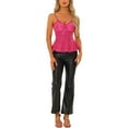 thumbnail image 2 of INSPIRE CHIC Women's Top Sequin Cami Spaghetti Strap V Neck Sparkle Ruffles Peplum Tops M Rose Red, 2 of 6