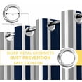 thumbnail image 4 of Fsddascl Navy Blue Grey Striped Blackout Curtains for Bedroom/Living Room, Thermal Insulated Kitchen Curtains, Modern Minimalist Ombre Lines Grommet Darkening Window Treatment Drapes 42"x63"x2, 4 of 6