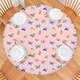 thumbnail image 2 of Pink Butterfly Colorful Wing Pattern Round Fitted Tablecloth with Elastic Edge,Dining Table Cover Waterproof,Outdoor Round Tablecloth for Camping,Dining,Indoor and Outdoor, 2 of 7