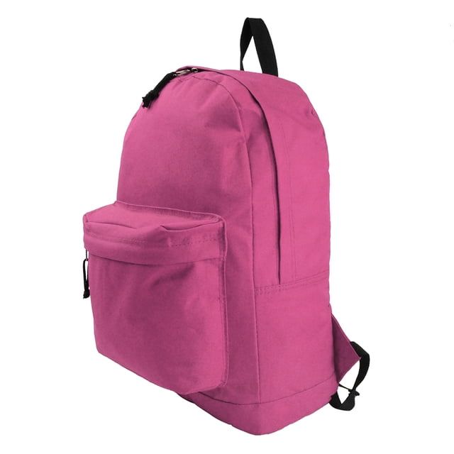 K-Cliffs Classic Backpack 18" Simple Student School Bookbag Basic Travel Daypack with Curved Shoulder Straps Hot Pink
