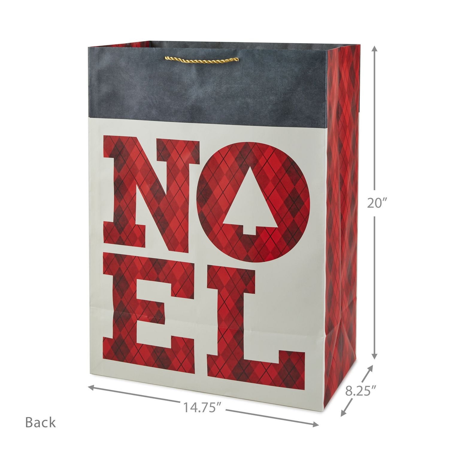 Image Arts Plaid Noel Jumbo Christmas Gift Bag, 20"
