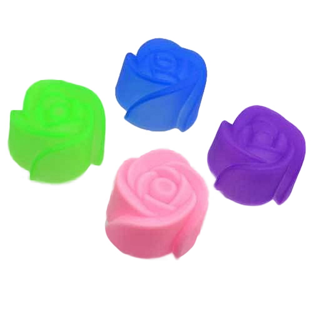 Walbest 10 Pcs Silicone Rose Muffin Cookie Cup Cake Baking Mold Chocolate  Maker Mould 