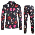 thumbnail image 4 of ZHOUCHANKIDS Men's Valentine's Day Long Sleeve Button Down Shirts Mens Valentine Day Printed Suit Set for Formal Dinner Dates Two Piece Jacket and Trousers Ensemble Black L, 4 of 9