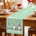 thumbnail image 5 of Green Gnomes Easter Table Runner - 90 Inch Long Eggs Botanical Carrot Pastoral Cotton and Linen Blended Dress Scarves Farmhouse Table Runner for Kitchen Dining, Coffee Table, 13" x 90", 5 of 8