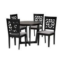 Baxton Studio Jamie Moden Grey Fabric and Dark Brown Finished Wood 5-Piece Dining Set