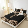 thumbnail image 4 of Homewish Initial P Queen Sheet Set 4pcs, Leopard Cheetah Print Teens Bedding, 4 of 7