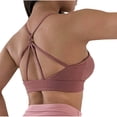 thumbnail image 4 of Xfvqtps Ruching Workout Bra for Women Low Support V Neck Padded Spaghetti Strap Ring Yoga Backless Sports Bra Red, 4 of 4