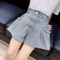 thumbnail image 6 of EnJoCho Kids Girls Jean Shorts Loose Fit Soft Cotton Comfy Ruffl𝖾 Tween Girls Pull on Denim Shorts Skorts Asymmetrical Tennis Outfits Cute Jean Shorts For Teens, 6 of 8