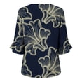 thumbnail image 3 of Favoffer Women's Linen Button Down Shirts Floral Graphic Short Sleeve V Neck Loose Fit Casual Summer Blouses for Office Work Weekend Outdoor, 3 of 6
