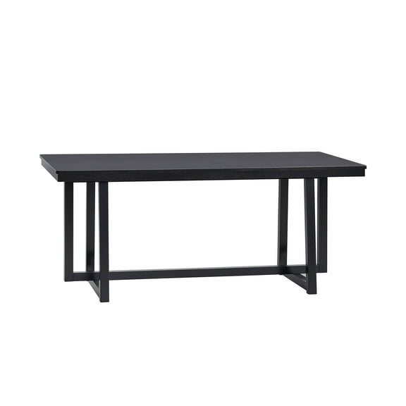 JERFIT Modern Black Dining Table for 4, Synthetic Wood Kitchen Table with Rectangular Top, Sturdy Base, Easy Assembly for Dining Room, Breakfast Nail