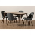 thumbnail image 5 of Baxton Studio Cody Mid-Century Modern Fabric Upholstered Walnut Finished Wood 5-Piece Dining Set, Multiple Colors, 5 of 6