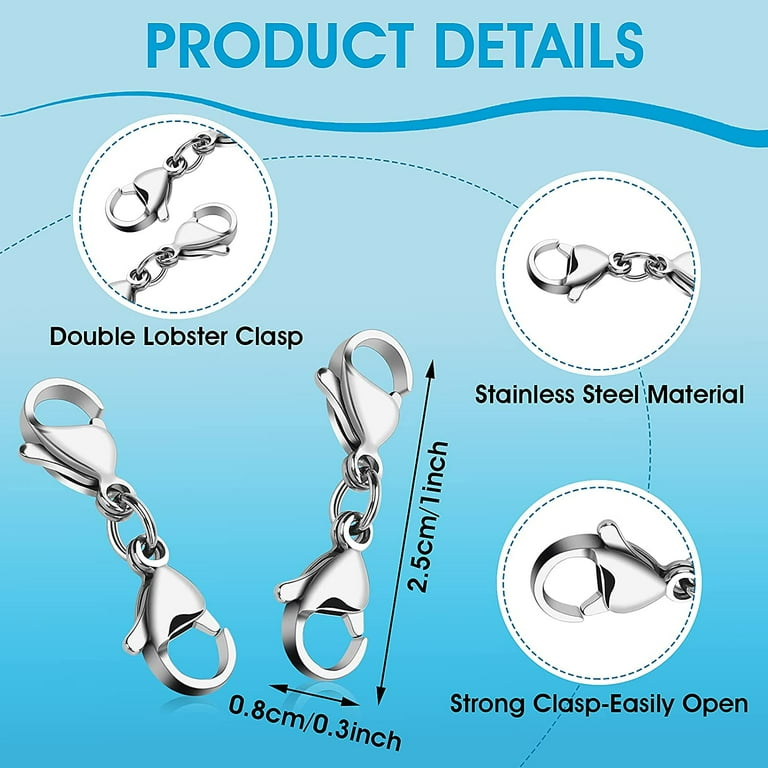 Lobster Claw Clasps with Extender Chain, Two Pieces