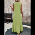 thumbnail image 4 of Vestido de Verano para Mujer, de Algodón, Estilo Bohemio, de , Sin Mangas, con Volantes Escalonados, Maxivestido . Amarillo-Verde L, 4 of 5