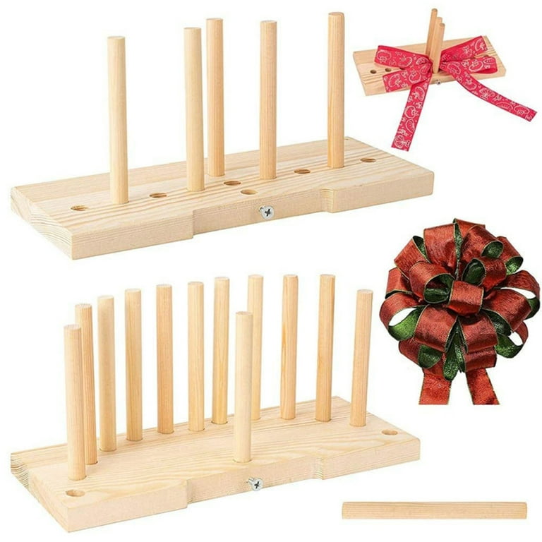 Bow Maker for Ribbon Wreaths, Double Sided Wooden Hair Bow Making Tool for  Crafts DIY Decoration for Christmas Holiday 
