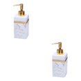 thumbnail image 4 of Ruiboury Distributeur de Savon en Résine Réutilisable pour Table Cuisine Douche Shampoing Salle de Bain Blanc Or 500ml 2Ensemble, 4 of 6