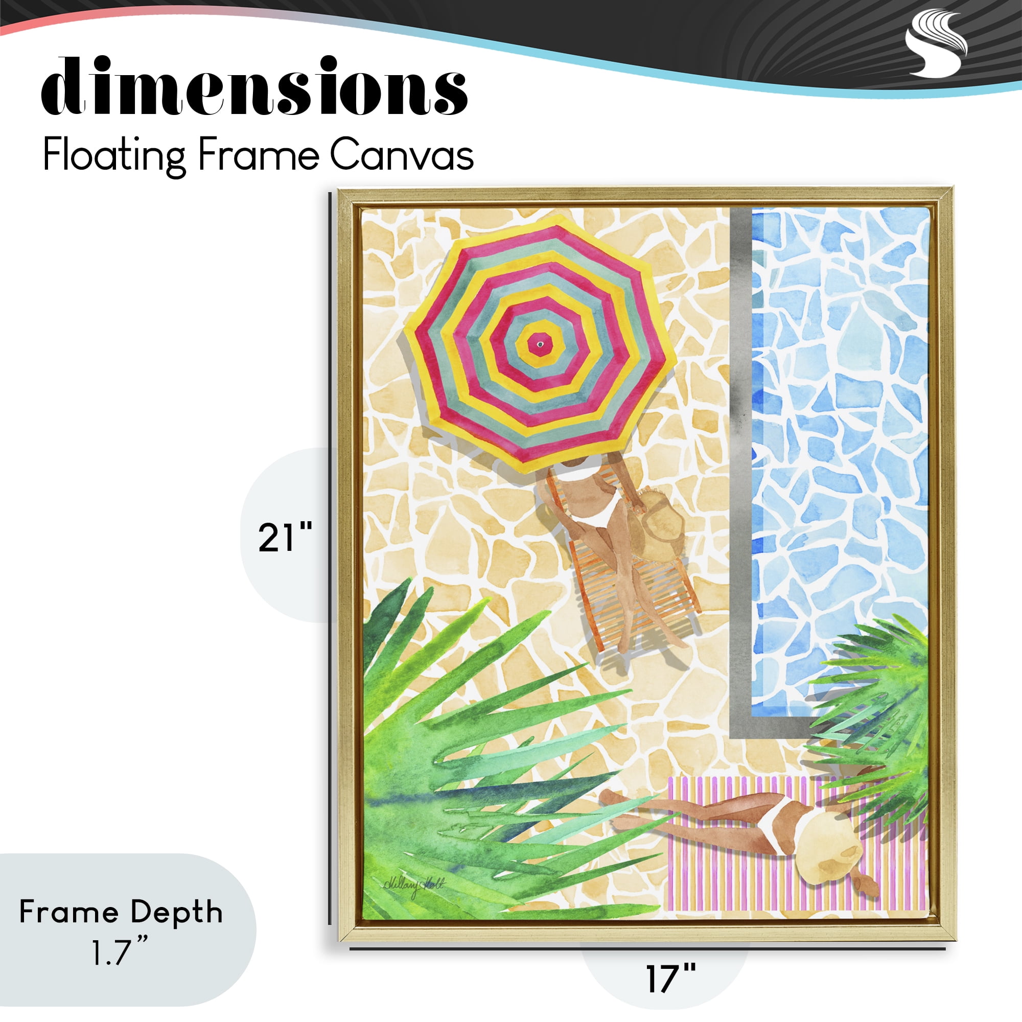 Stupell Industries Poolside Chill Duo Gold Framed Floater Canvas Wall Art, design by Hillary Holt